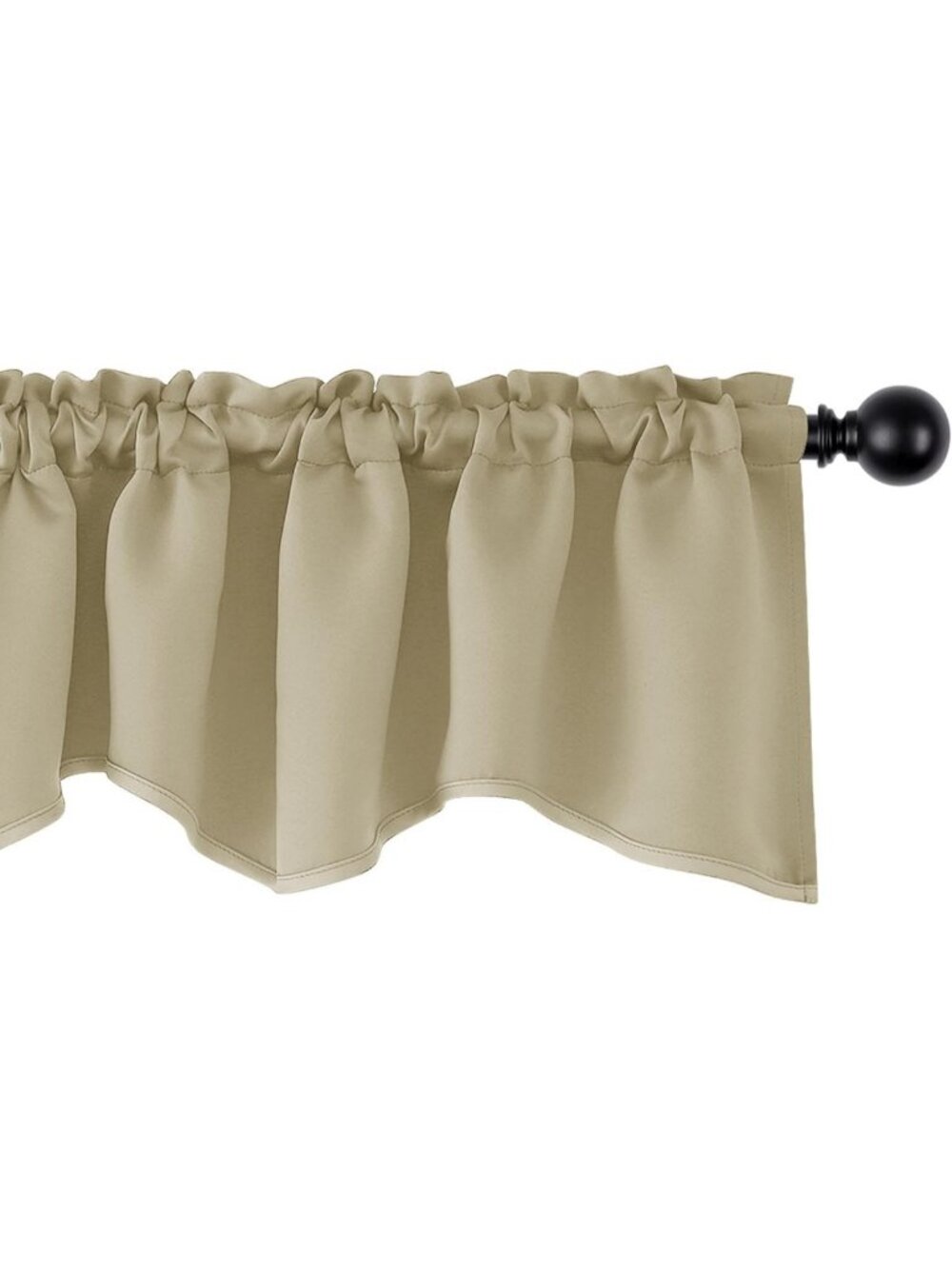 Beige Scalloped Room Darkening Valance Curtain for Kitchen & Living Room, 52x18
